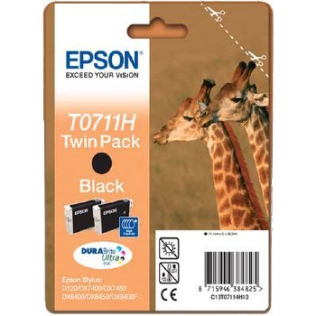 Stylus Office B40W T0711H High Capacity Black Ink Cartridge Twin Pack (2x 11.1ml)