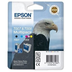 Stylus Photo 915 T007 Black + T008 Colour Ink Cartridges (16ml + 46ml)