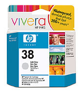 HP 38 Light Gray Pigment Ink Cartridge (C9414A)