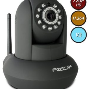 Foscam FI9821W V2 Megapixel HD 1280 x 720p H.264 Wireless/Wired Pan/Tilt IP Camera with IR-Cut Filter - 26ft Night Vision and 2.8mm Lens (70° Viewing Angle) - Black