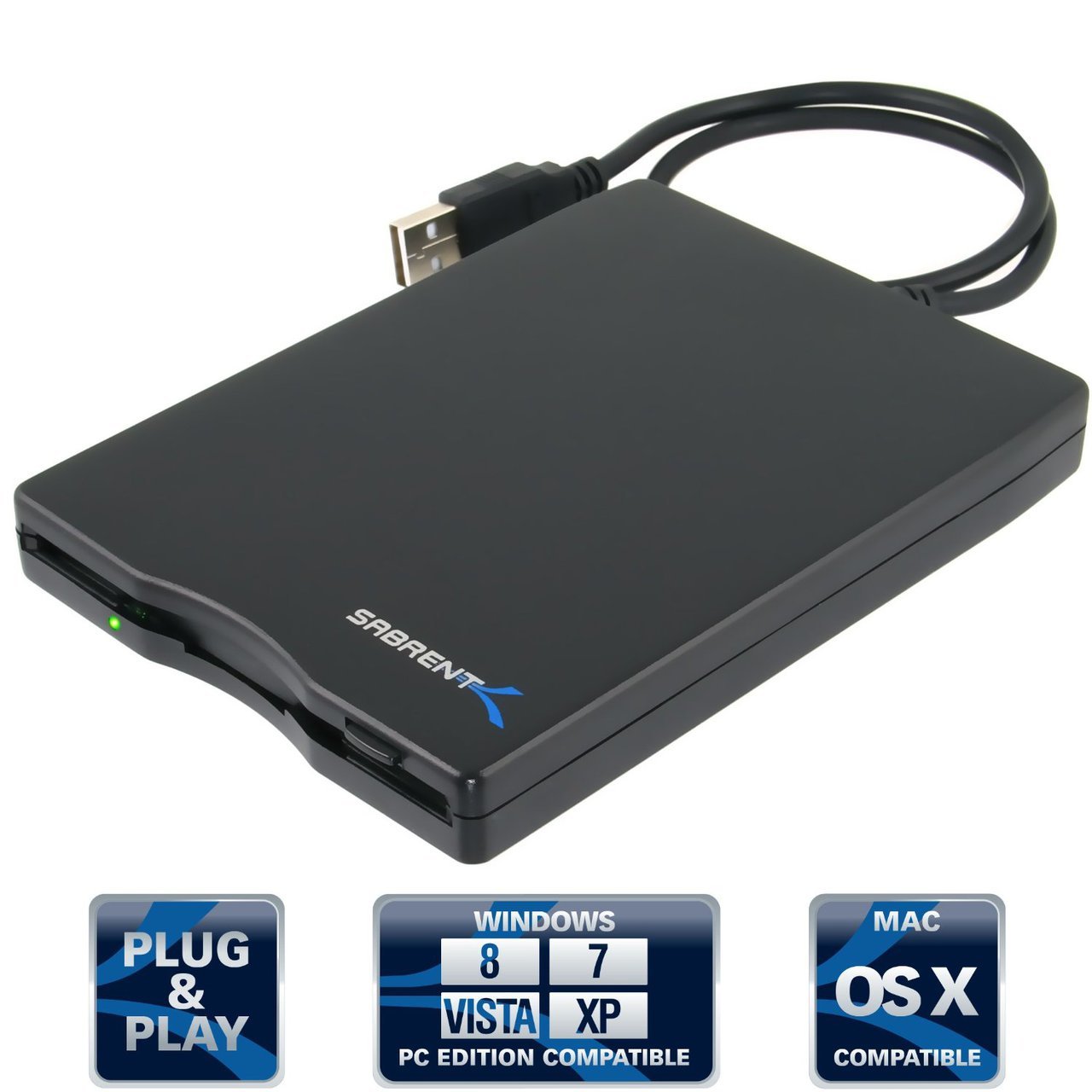 Sabrent External USB 1.44 MB 2x Floppy Disk Drive (FL-UDRV) Black