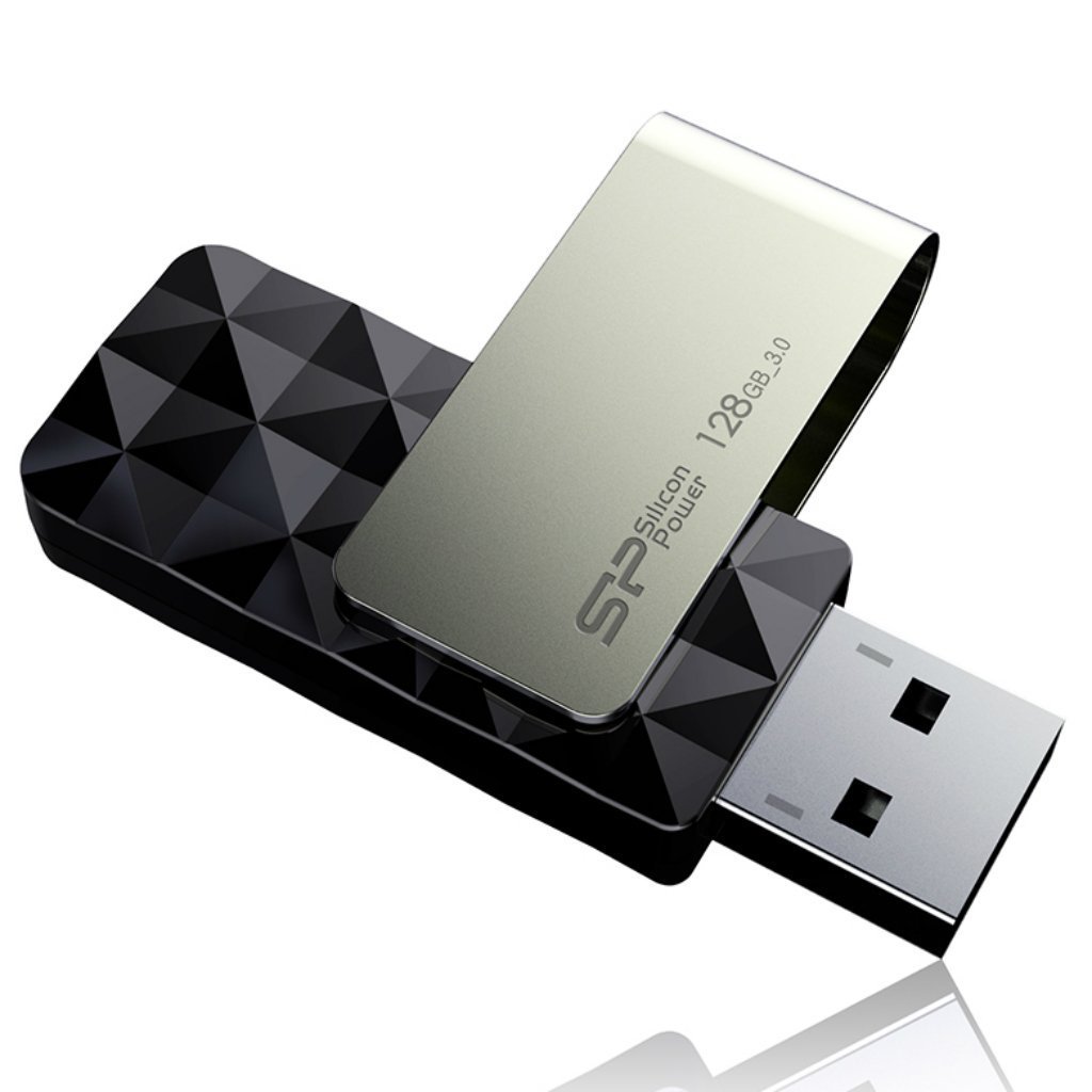 Silicon Power 128GB Blaze B30 USB 3.0 Swivel Flash Drive R/W upto 200/80 Mb/s, Black (SP128GBUF3B30V1K)