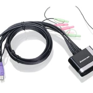 IOGEAR 2-Port HD Cable KVM Switch with Audio GCS62HU (Black)