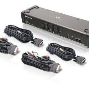 IOGEAR 4-Port DVI KVMP Switch with Audio and 4-USB 2.0, DVI-D KVM Cables GCS1104 (Black)