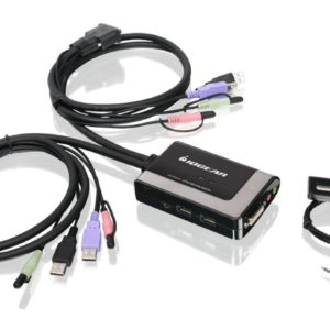 IOGEAR 2-Port USB DVI-D Cable KVM with Audio and Mic GCS932UB (Black)