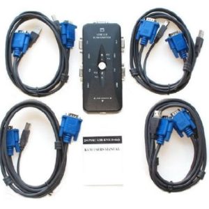 Neewer 4-Port USB 2.0 KVM Switch w/4 KVM Cables Mouse Keyboard Video KVM Switch Kit
