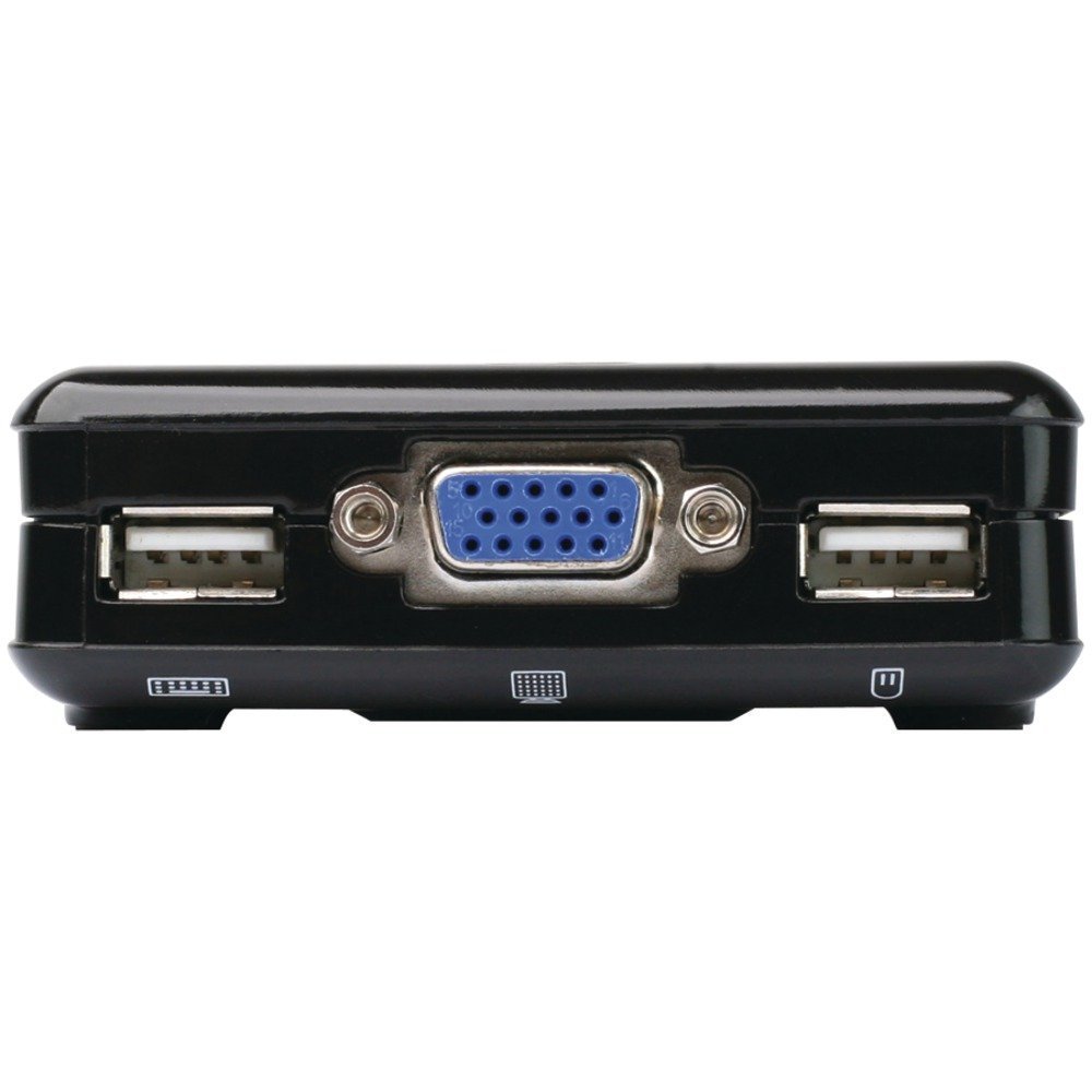 IOGEAR 2-Port Compact USB VGA KVM with Built-in Cables GCS42UW6 (Black)