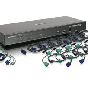 IOGEAR 16-Port USB PS/2 Combo KVM Switch with 12 USB KVM Cables and 4 PS/2 KVM Cables GCS1716KIT
