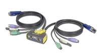 IOGEAR MiniView 2-Port VGA PS/2 KVM Switch w/Audio & Built-In Cables