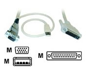 Rose Electronics 10 ft, DB25M to VGA HD15M / USB for Kbd-Ms