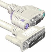 Rose Electronics 1 ft, DB25M to VGA HD15F / PS2 MD6F Kbd-Ms