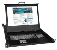 NTI 17" High Res Rackmount 1U DVI USB/PS2 KVM Drawer w/ 24V Power