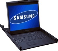 Cyberview 1U 20" Rack Mount Monitor Keyboard Drawer w/ 2-Console 8-Port CAT6 KVM