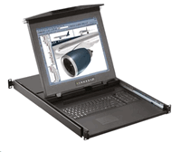 Cyberview 1U 17" Rack Mount Monitor Keyboard Drawer w/ 2-Console 32-Port CAT5 IP KVM