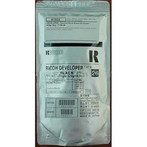 Ricoh B0799640 Developer Black, Type 26, 888190, 2035, 2045, 3035, 3045 - Genuine