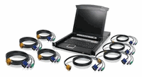 Iogear 17" LCD Rackmount with Integrated 8-port KVM w/ PS/2 KVM Cables