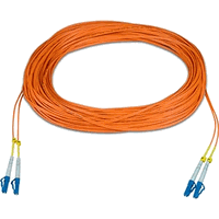 NTI Duplex 50-micron multimode fiber cable w/ LC connectors both ends, 100 meter