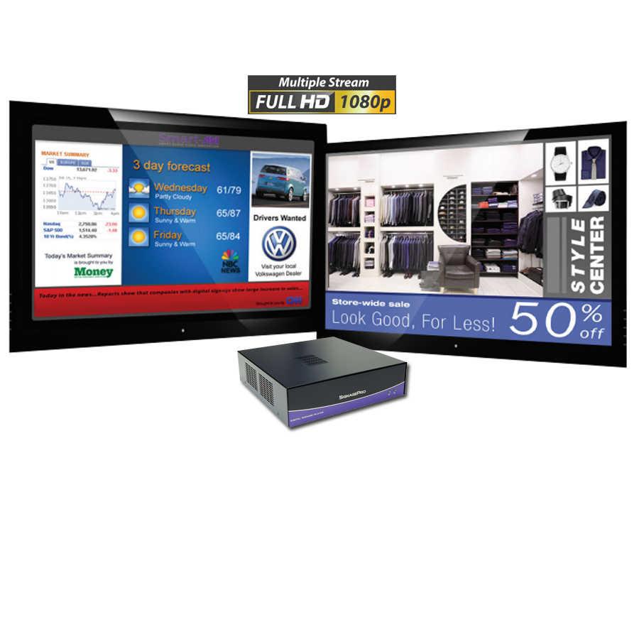 SmartAVI Signage-Pro HD Player w/ 40GB Hard Drive - Up to 4 Displays