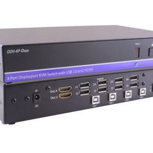 Smart-Avi 4-Port, 4K (UHD) Dual-Monitor DisplayPort-to-HDMI KVM Switch with USB Hub