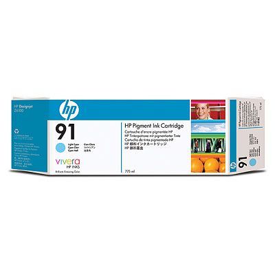 HP 91 775-ml Pigment Light Cyan Ink Cartridge C9470A Z 6100 Seri