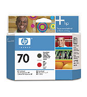 HP 70 Matte Black and Red Printhead C9409A