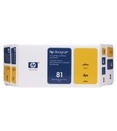 HP 81 680-ml Yellow Dye Ink Cartridge and Printhead C4993A