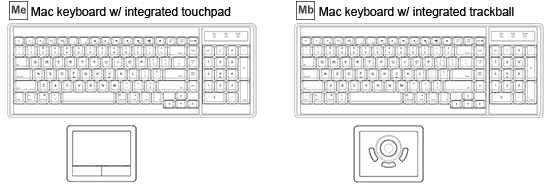 Mac style keyboard w/ touchpad or trackball options